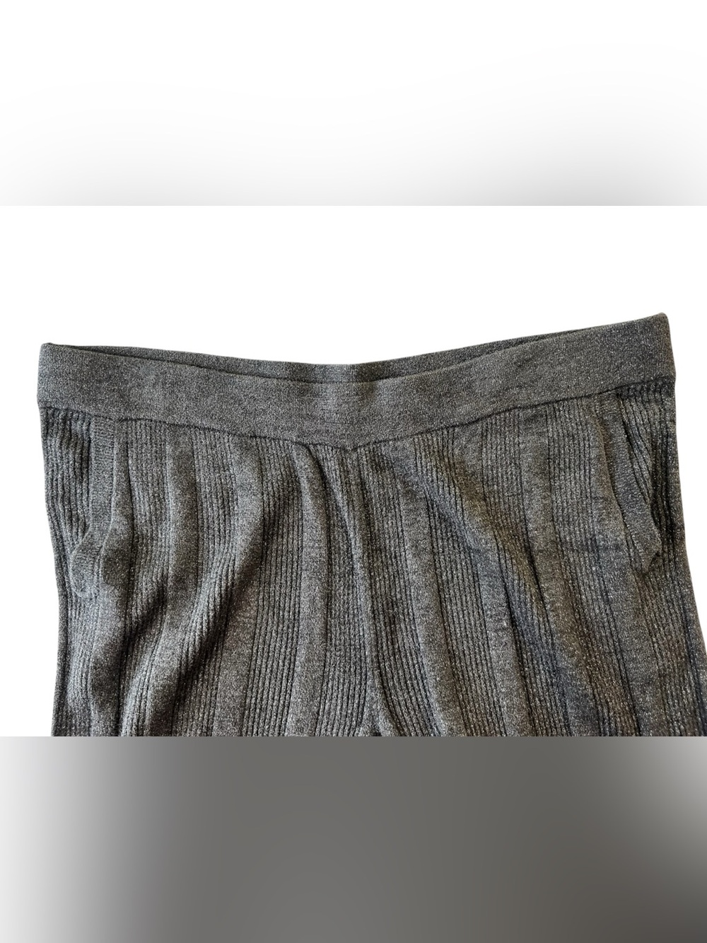 Barefoot Dreams CozyChic Ultra Lite Lurex Rib Wide Leg Pant Carbon Gray 1X - Picture 6 of 14